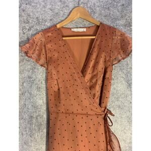 Abercrombie & Fitch Polka Dot Chiffon Flutter Sleeve Wrap Midi Dress Size Small